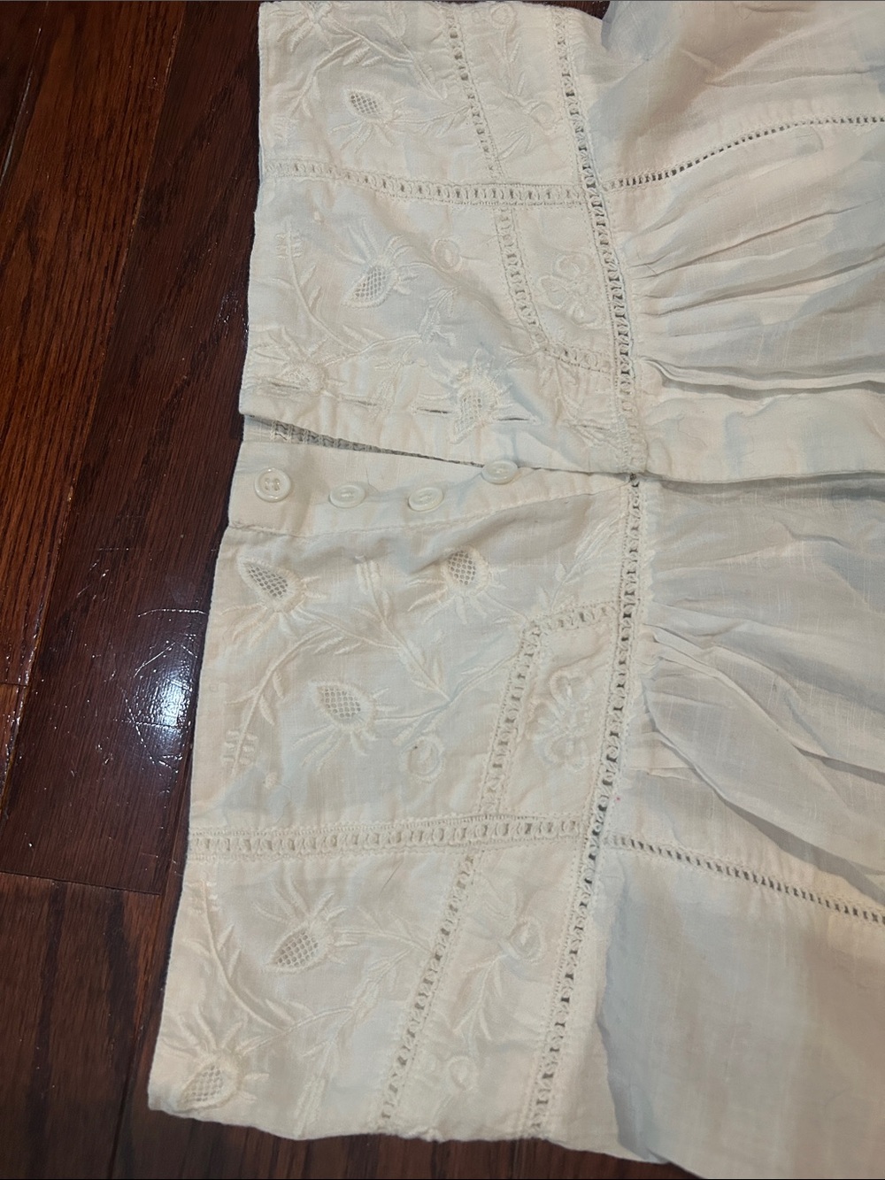 Free People White Embroidered High-Waist Linen Trousers - Picture 3 of 7